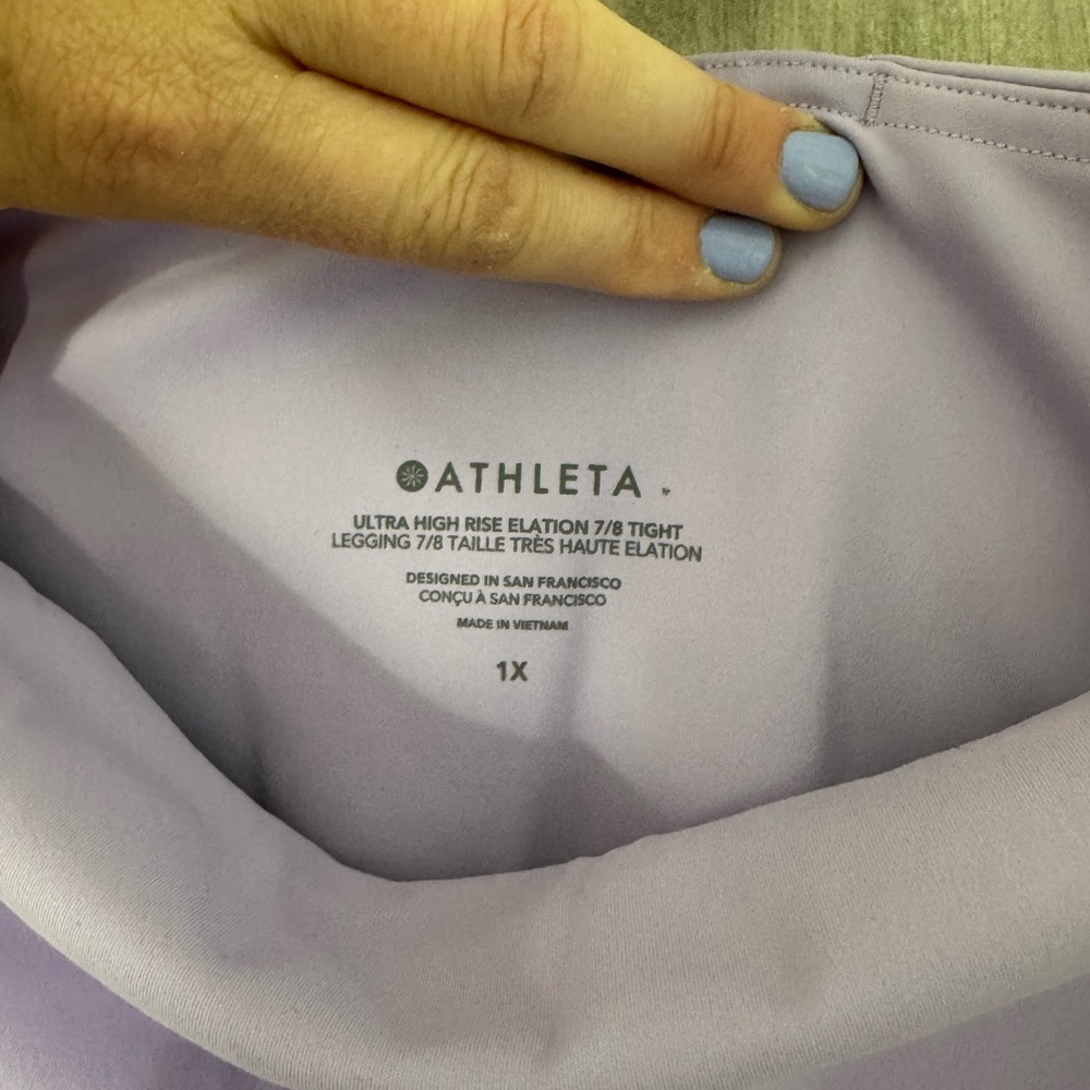 ATHLETA Ultra High Rise Elation 7/8 Tight Leggings Lavender NWT Size 1X - Picture 8 of 9